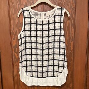 J.O.A. Black and White Grid Sleeveless Blouse